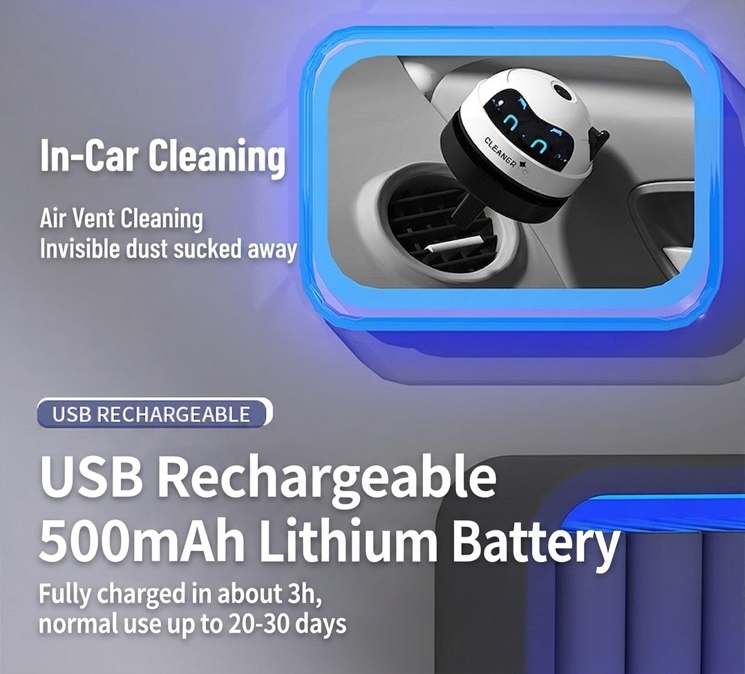 Mini Desktop Vacuum Cleaner, USB Rechargeable Portable Dust Sweeper for Crumbs & Pet Hair, 500mAh Battery, Powerful Suction, Microporous Filter, 5 Spiral Blades