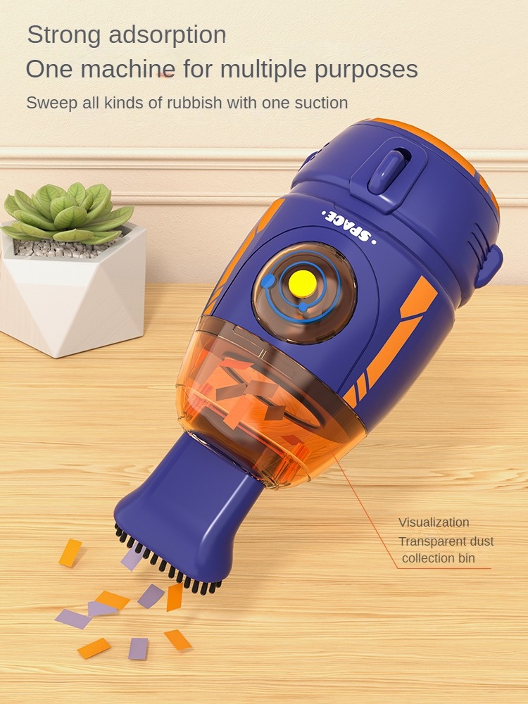 Rocket Desktop Vacuum Cleaner, Portable Mini Dust Sweeper for Desk, Keyboard & Car Interior, Strong Adsorption, Removable Transparent Dust Bin, Compact Design