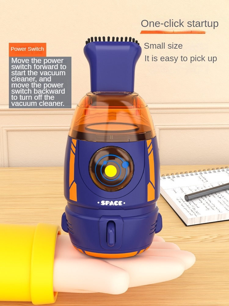 Rocket Desktop Vacuum Cleaner, Portable Mini Dust Sweeper for Desk, Keyboard & Car Interior, Strong Adsorption, Removable Transparent Dust Bin, Compact Design
