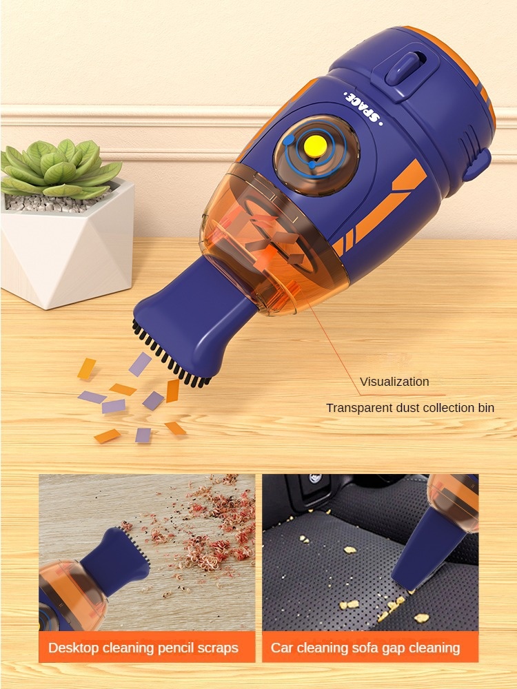 Rocket Desktop Vacuum Cleaner, Portable Mini Dust Sweeper for Desk, Keyboard & Car Interior, Strong Adsorption, Removable Transparent Dust Bin, Compact Design