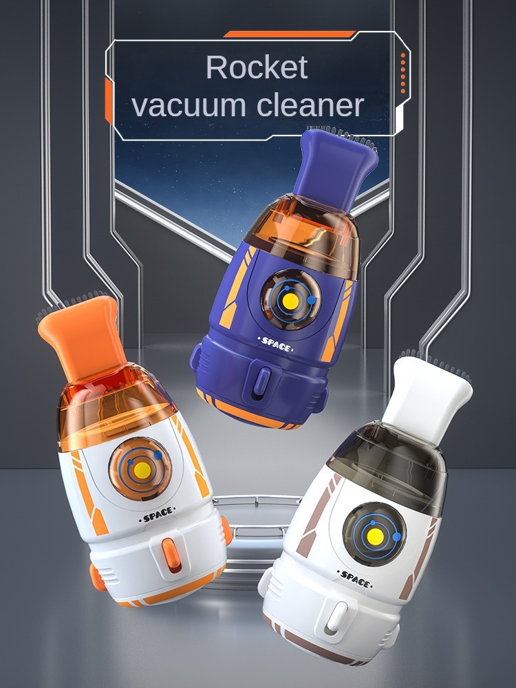 Rocket Desktop Vacuum Cleaner, Portable Mini Dust Sweeper for Desk, Keyboard & Car Interior, Strong Adsorption, Removable Transparent Dust Bin, Compact Design
