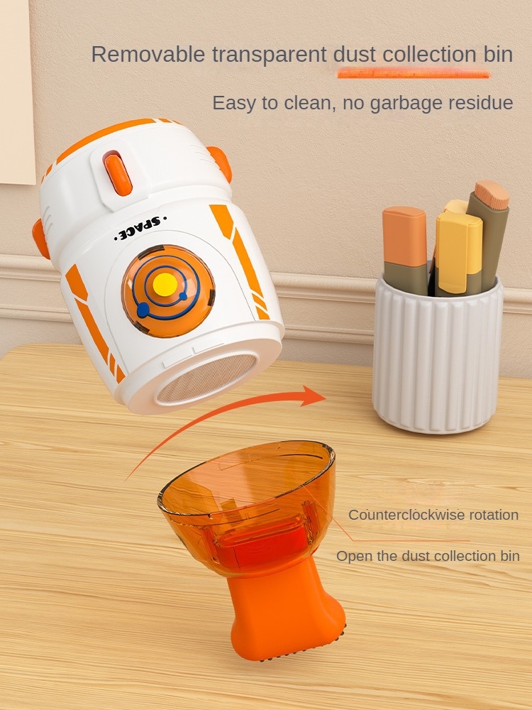 Rocket Desktop Vacuum Cleaner, Portable Mini Dust Sweeper for Desk, Keyboard & Car Interior, Strong Adsorption, Removable Transparent Dust Bin, Compact Design