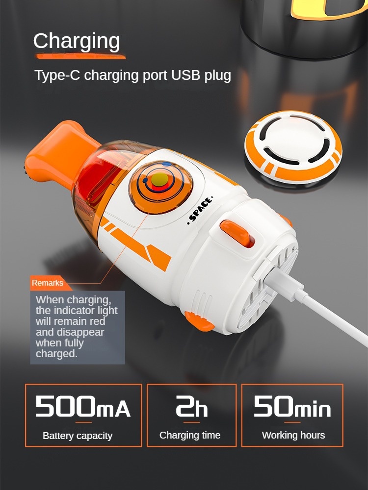 Rocket Desktop Vacuum Cleaner, Portable Mini Dust Sweeper for Desk, Keyboard & Car Interior, Strong Adsorption, Removable Transparent Dust Bin, Compact Design