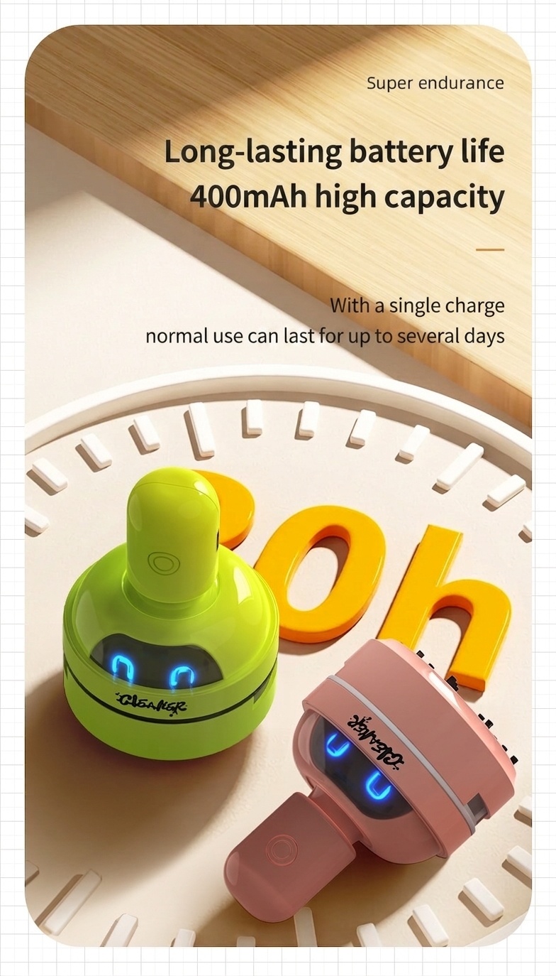 Portable Mini Desktop Vacuum Cleaner, USB Rechargeable Dust Sweeper, Strong 3-Speed Suction, Micro-Porous Filter, 400mAh Battery for Workspace Cleaning