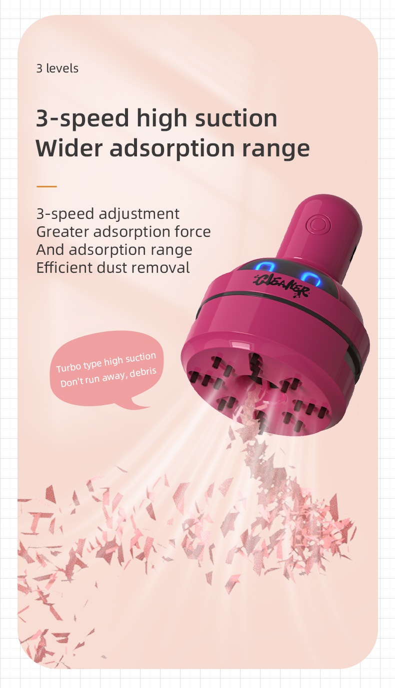 Portable Mini Desktop Vacuum Cleaner, USB Rechargeable Dust Sweeper, Strong 3-Speed Suction, Micro-Porous Filter, 400mAh Battery for Workspace Cleaning