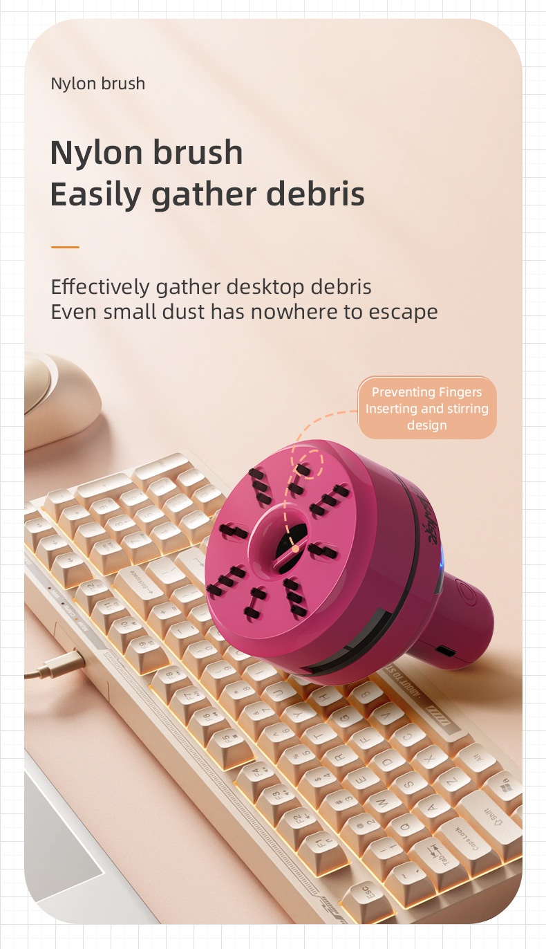 Portable Mini Desktop Vacuum Cleaner, USB Rechargeable Dust Sweeper, Strong 3-Speed Suction, Micro-Porous Filter, 400mAh Battery for Workspace Cleaning