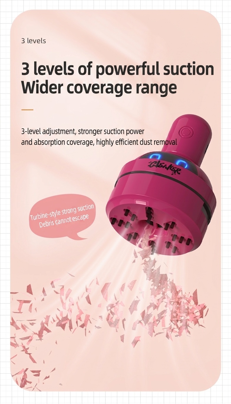 Portable Mini Desktop Vacuum Cleaner, USB Rechargeable Dust Sweeper, Strong 3-Speed Suction, Micro-Porous Filter, 400mAh Battery for Workspace Cleaning