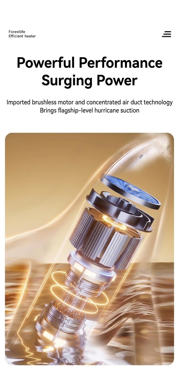 Portable Handheld Car Vacuum Cleaner, Cordless & Powerful Suction for Deep Cleaning, 1500mAh Battery, Low Noise, Multiple Nozzles for Home & Pet Hair