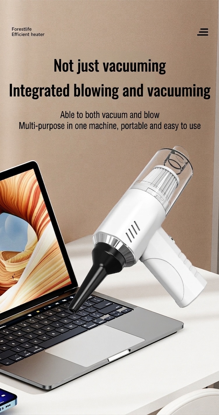 Portable Handheld Car Vacuum Cleaner, Cordless & Powerful Suction for Deep Cleaning, 1500mAh Battery, Low Noise, Multiple Nozzles for Home & Pet Hair