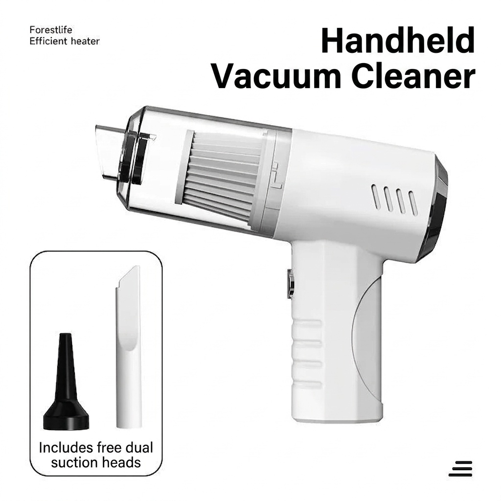 Portable Handheld Car Vacuum Cleaner, Cordless & Powerful Suction for Deep Cleaning, 1500mAh Battery, Low Noise, Multiple Nozzles for Home & Pet Hair