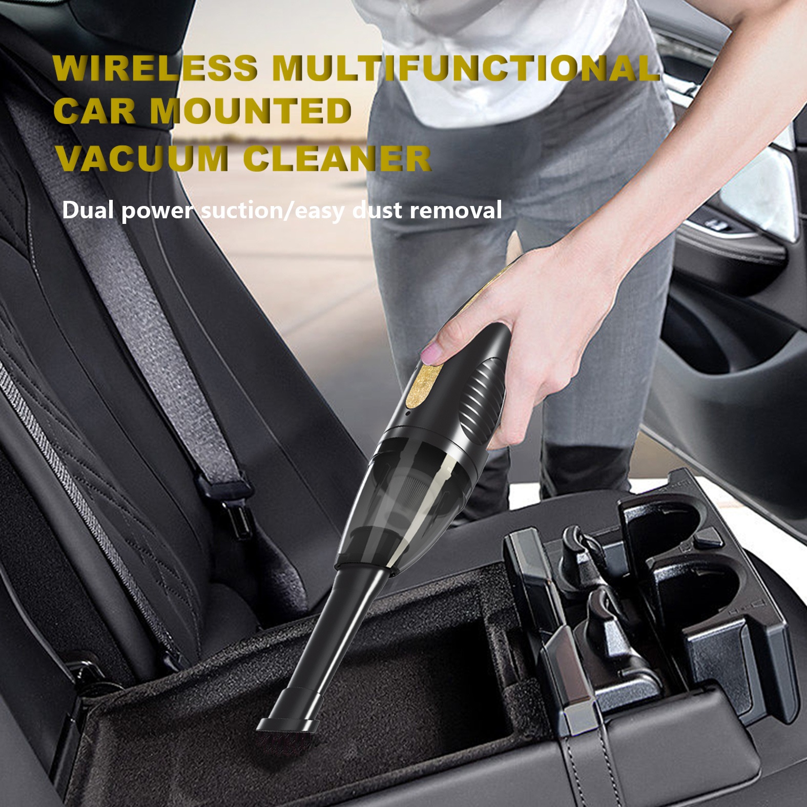 Wireless Handheld Car Vacuum Cleaner, Portable & Powerful Suction for Deep Cleaning, Ergonomic Design, Quiet Operation, Long-Lasting Battery for Home & Office