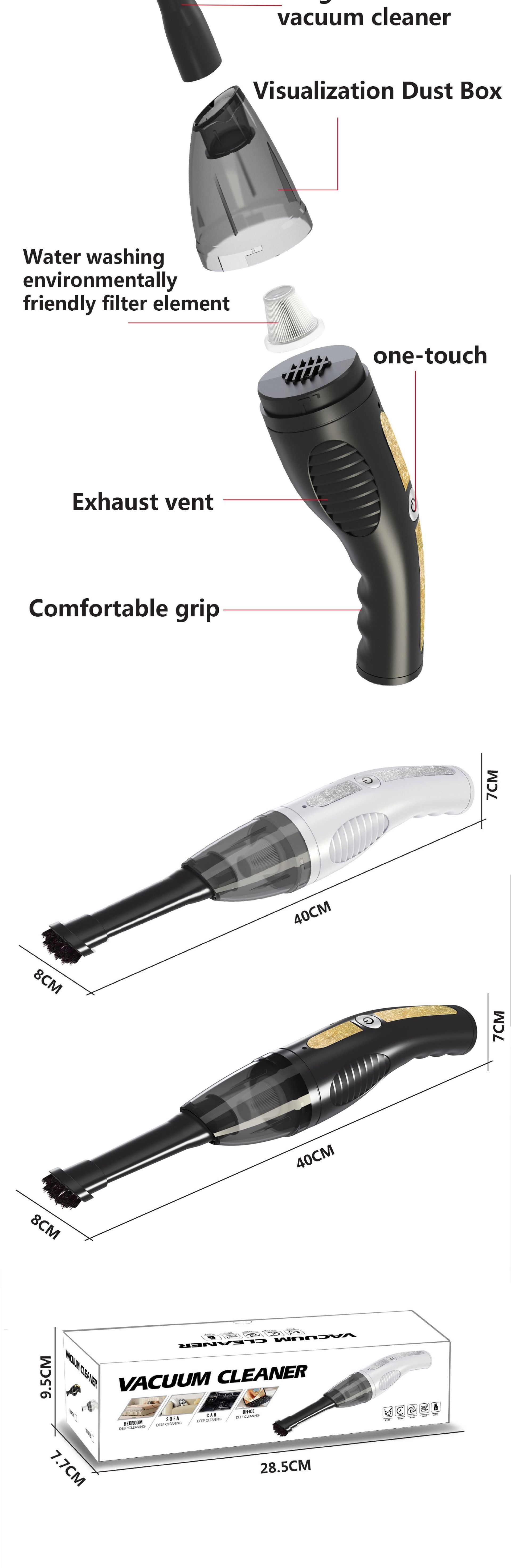 Wireless Handheld Car Vacuum Cleaner, Portable & Powerful Suction for Deep Cleaning, Ergonomic Design, Quiet Operation, Long-Lasting Battery for Home & Office