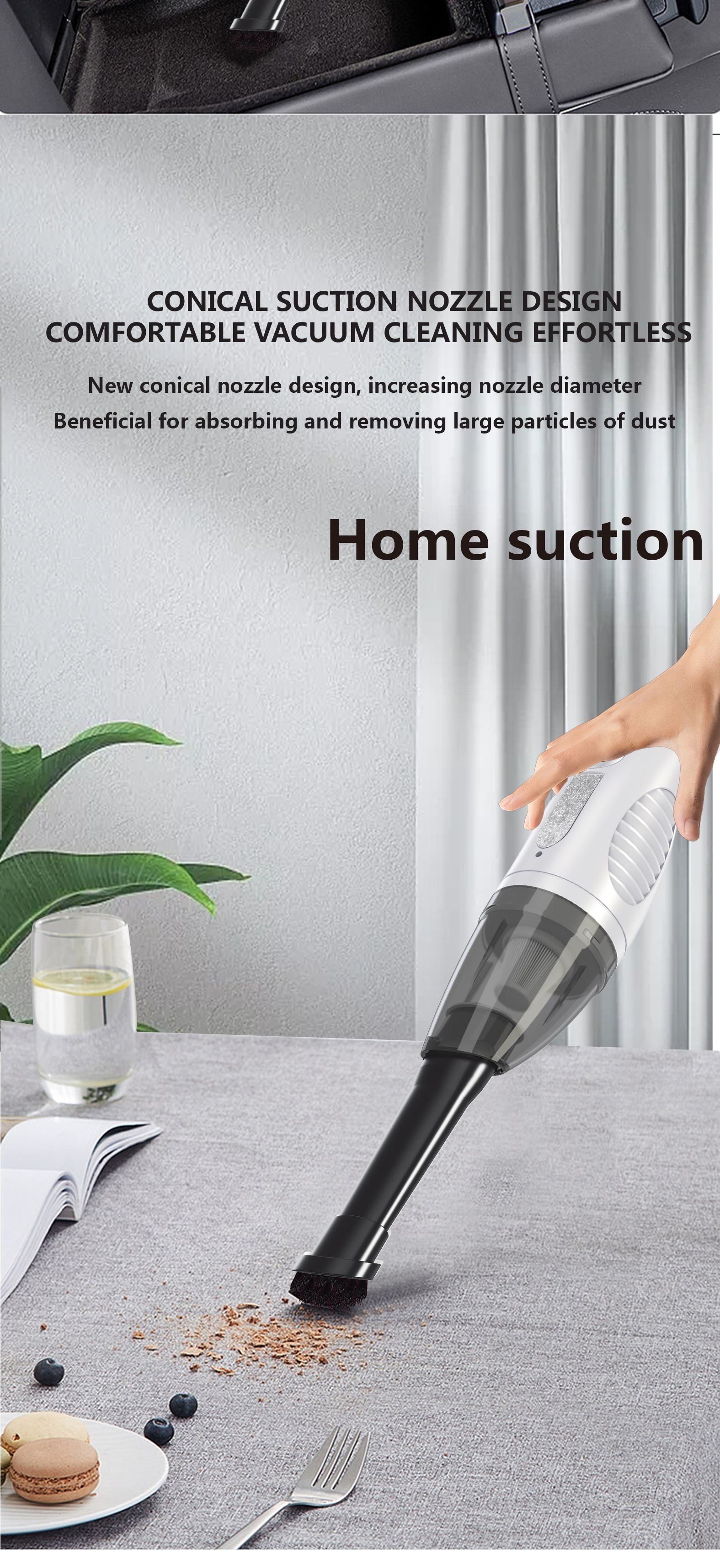Wireless Handheld Car Vacuum Cleaner, Portable & Powerful Suction for Deep Cleaning, Ergonomic Design, Quiet Operation, Long-Lasting Battery for Home & Office