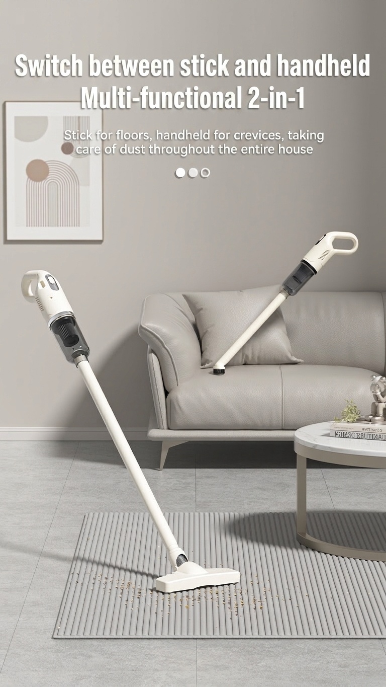 Cordless Stick Vacuum Cleaner, Wireless Handheld with Powerful Suction, Multi-Stage Filtration, Lightweight Design, Long-Lasting Battery, Versatile Brush Head