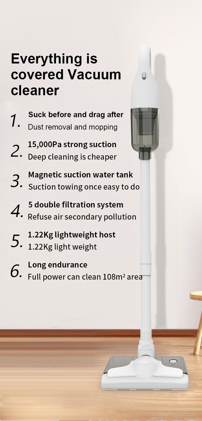 Portable Wireless Handheld Vacuum Cleaner, 15000Pa Strong Suction, 5-Fold Filtration System, Under 70dB Quiet Operation, 30-Min Battery, Multiple Attachments