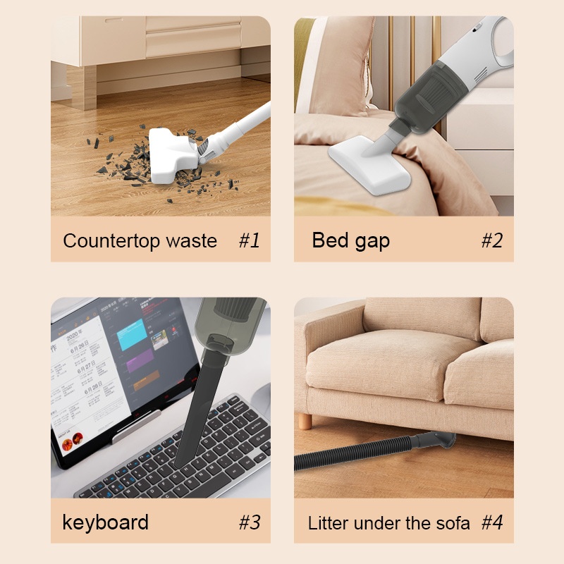 Portable Wireless Handheld Vacuum Cleaner, 15000Pa Strong Suction, 5-Fold Filtration System, Under 70dB Quiet Operation, 30-Min Battery, Multiple Attachments