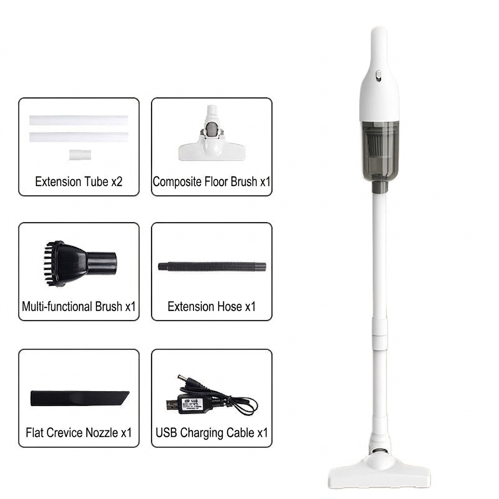 Portable Wireless Handheld Vacuum Cleaner, 15000Pa Strong Suction, 5-Fold Filtration System, Under 70dB Quiet Operation, 30-Min Battery, Multiple Attachments