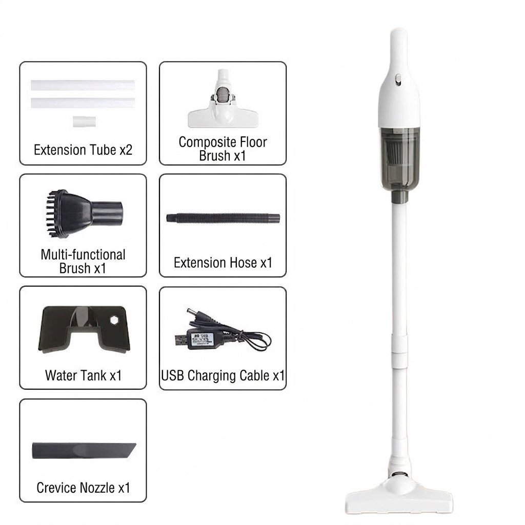 Portable Wireless Handheld Vacuum Cleaner, 15000Pa Strong Suction, 5-Fold Filtration System, Under 70dB Quiet Operation, 30-Min Battery, Multiple Attachments