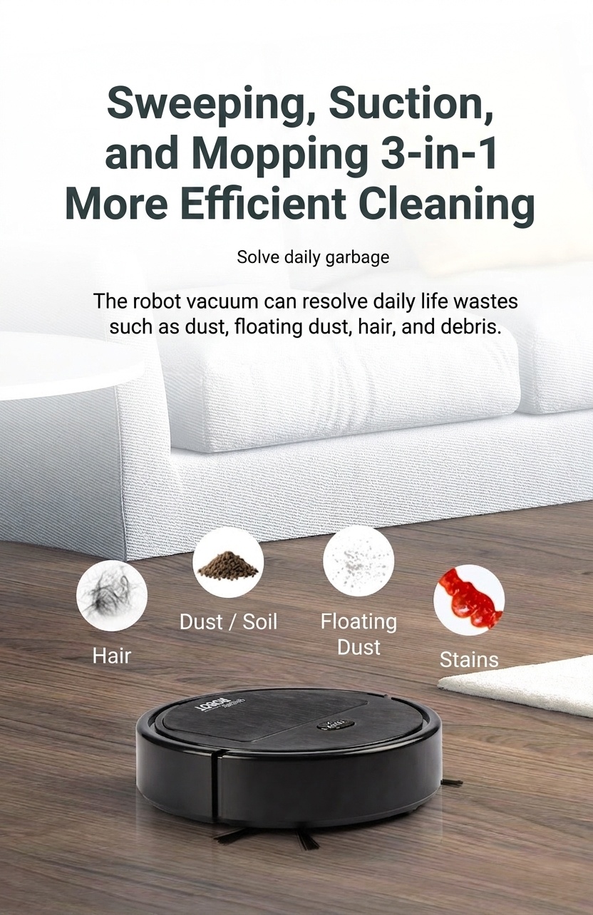 K235 3-in-1 Smart Robot Vacuum Cleaner with Mop & Humidifier, Sweeping & Vacuuming, Smart Obstacle Avoidance, 1500mAh Battery, 60+ Min Quiet Operation