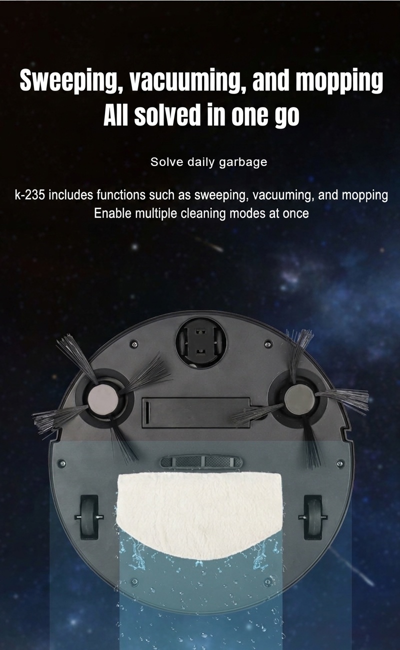 K235 3-in-1 Smart Robot Vacuum Cleaner with Mop & Humidifier, Sweeping & Vacuuming, Smart Obstacle Avoidance, 1500mAh Battery, 60+ Min Quiet Operation