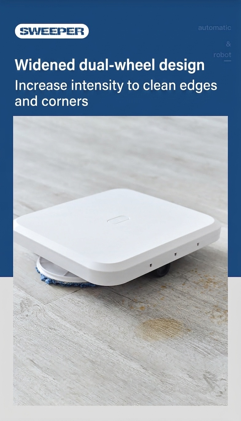 Smart Robot Mop & Sweeper, Automatic Wet/Dry Floor Cleaner, Powerful Dual Rotating Pads, Smart Obstacle Avoidance, Long-Lasting Battery for All Floor Types