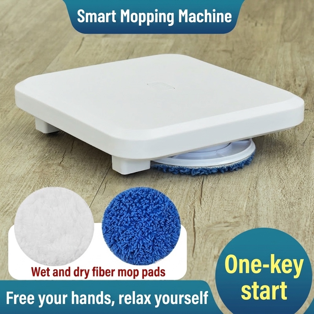 Smart Robot Mop & Sweeper, Automatic Wet/Dry Floor Cleaner, Powerful Dual Rotating Pads, Smart Obstacle Avoidance, Long-Lasting Battery for All Floor Types