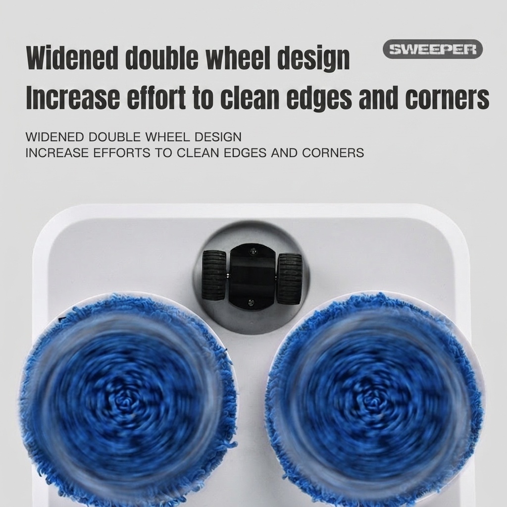 Smart Robot Mop & Sweeper, Automatic Wet/Dry Floor Cleaner, Powerful Dual Rotating Pads, Smart Obstacle Avoidance, Long-Lasting Battery for All Floor Types
