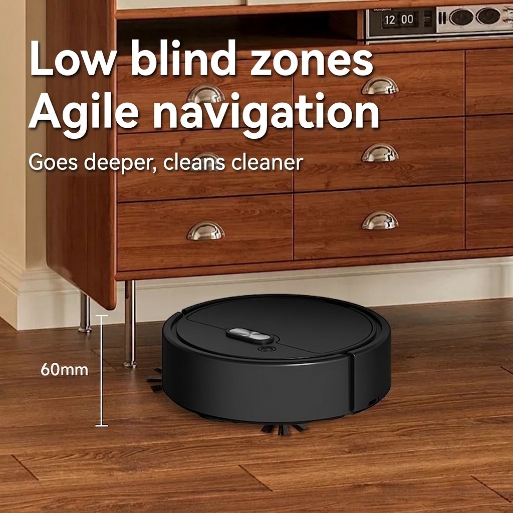 Smart Robot Vacuum Cleaner & Mop, 3-in-1 Auto Sweeping for Pet Hair, Slim 60mm Design, Intelligent Navigation, Quiet 45dB Operation, 60-Min Runtime