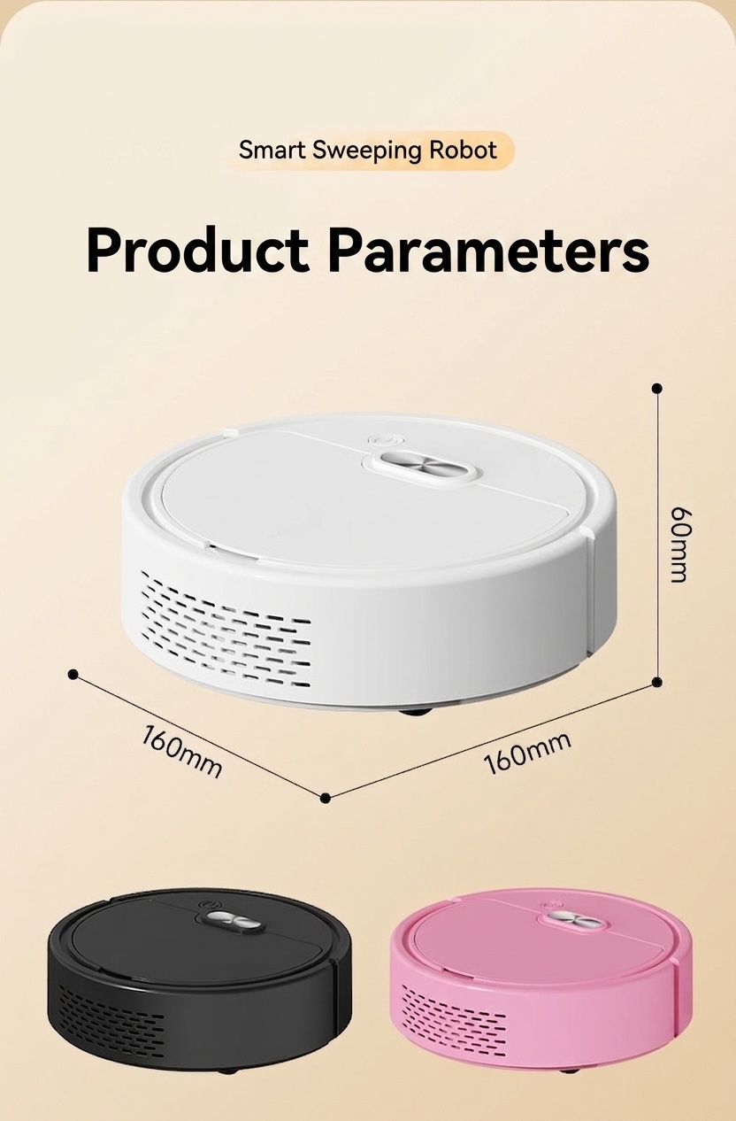 Smart Robot Vacuum Cleaner & Mop, 3-in-1 Auto Sweeping for Pet Hair, Slim 60mm Design, Intelligent Navigation, Quiet 45dB Operation, 60-Min Runtime