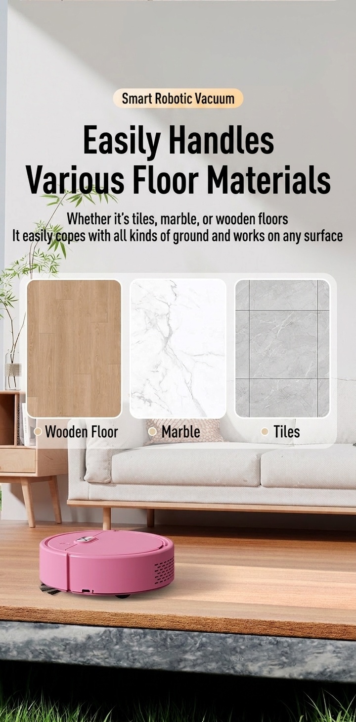 Smart Robot Vacuum Cleaner & Mop, 3-in-1 Auto Sweeping for Pet Hair, Slim 60mm Design, Intelligent Navigation, Quiet 45dB Operation, 60-Min Runtime