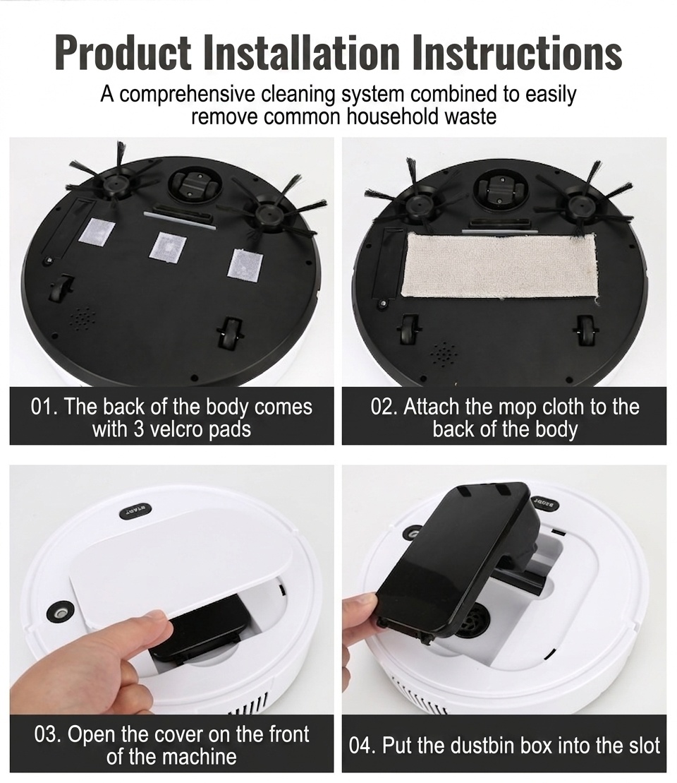 Smart Robot Vacuum Cleaner with Auto Mop & Spray, 1800Pa Powerful Suction, Slim Design for Under Furniture, Quiet Operation (<60dB), 90-Min Battery Life