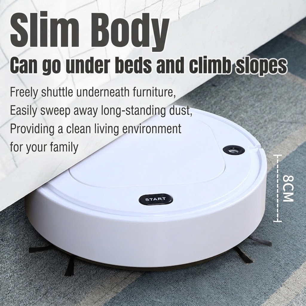 Smart Robot Vacuum Cleaner with Auto Mop & Spray, 1800Pa Powerful Suction, Slim Design for Under Furniture, Quiet Operation (<60dB), 90-Min Battery Life
