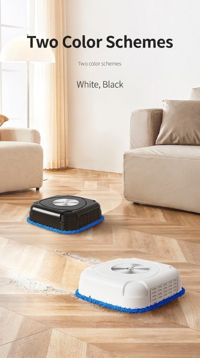 Intelligent Robotic Floor Scrubber, Auto Mopping Machine for Home, Compact Design, Powerful Dust Removal, Low Noise, 800mAh Battery, 120-Min Runtime