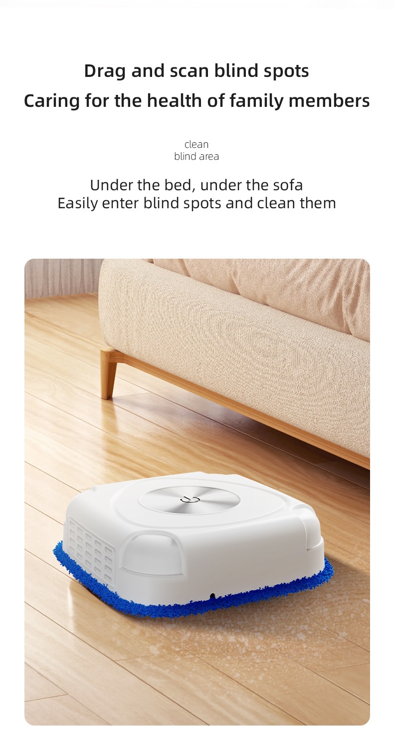 Intelligent Robotic Floor Scrubber, Auto Mopping Machine for Home, Compact Design, Powerful Dust Removal, Low Noise, 800mAh Battery, 120-Min Runtime