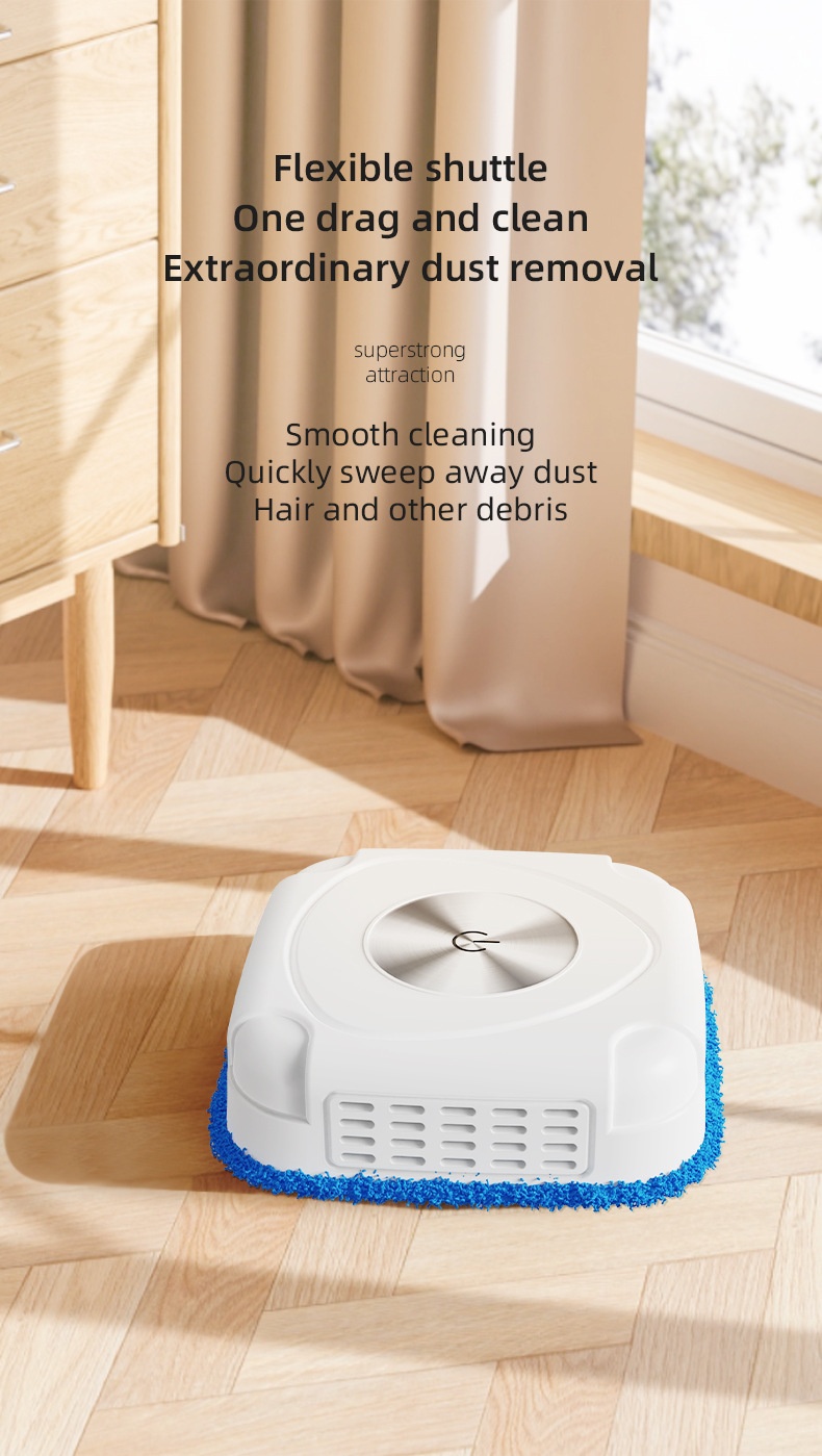Intelligent Robotic Floor Scrubber, Auto Mopping Machine for Home, Compact Design, Powerful Dust Removal, Low Noise, 800mAh Battery, 120-Min Runtime
