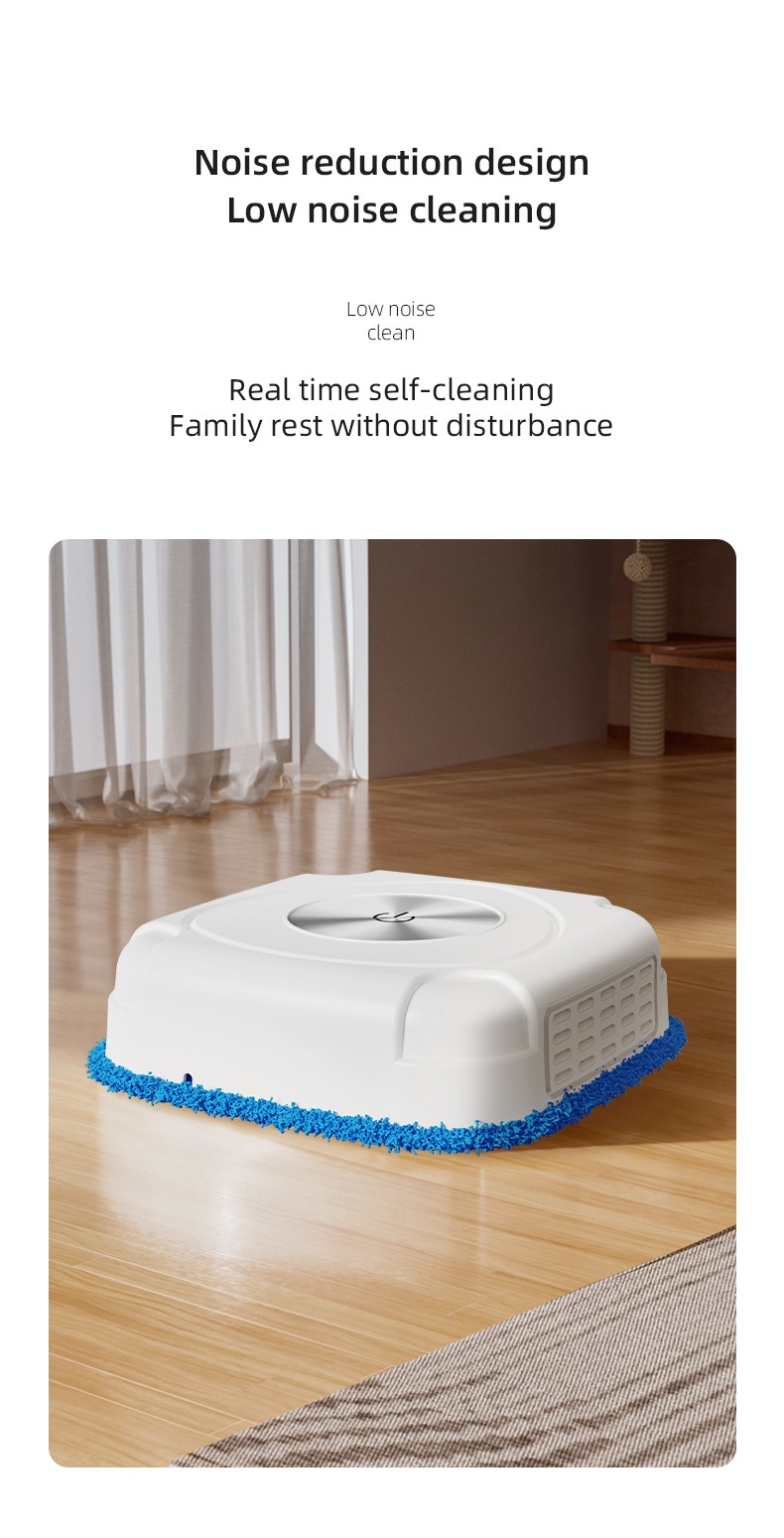 Intelligent Robotic Floor Scrubber, Auto Mopping Machine for Home, Compact Design, Powerful Dust Removal, Low Noise, 800mAh Battery, 120-Min Runtime