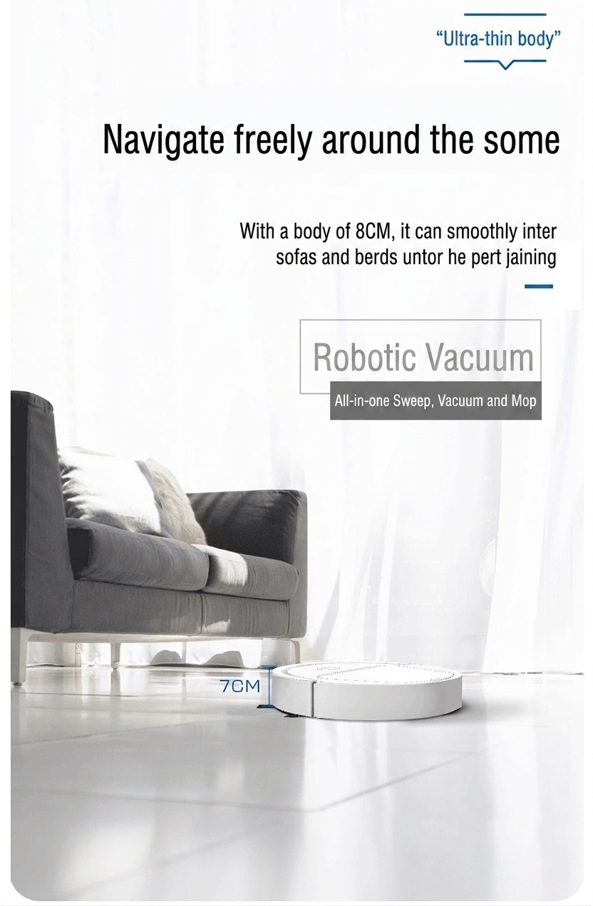 YS28 3-in-1 Robotic Vacuum Cleaner, Sweep, Mop & Vacuum, Powerful Suction, Slim 7cm Design for Under Furniture, Low-Noise Operation, 80-Min Battery Life