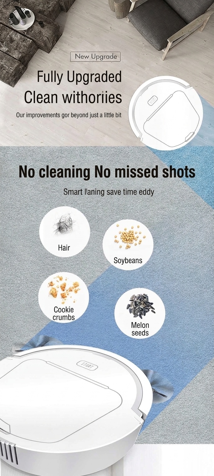 YS28 3-in-1 Robotic Vacuum Cleaner, Sweep, Mop & Vacuum, Powerful Suction, Slim 7cm Design for Under Furniture, Low-Noise Operation, 80-Min Battery Life