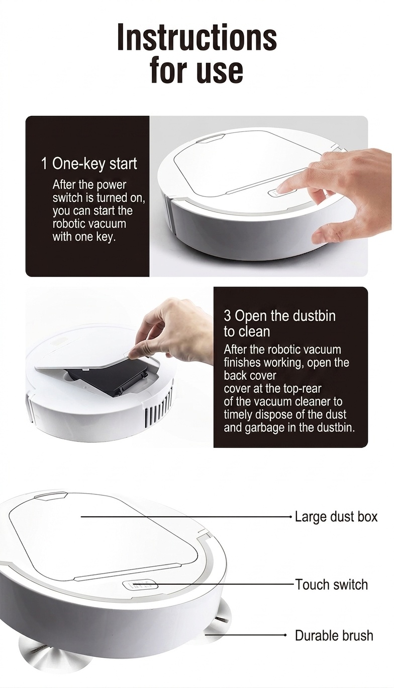 YS28 3-in-1 Robotic Vacuum Cleaner, Sweep, Mop & Vacuum, Powerful Suction, Slim 7cm Design for Under Furniture, Low-Noise Operation, 80-Min Battery Life