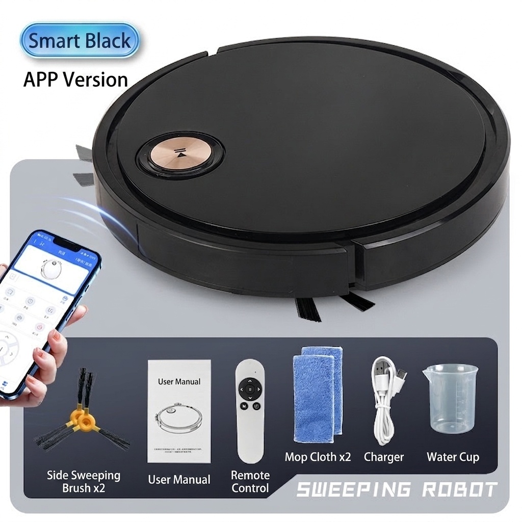 Smart Robot Vacuum Cleaner with Mop, 2800Pa Powerful Suction, App & Remote Control, Intelligent Obstacle Recognition, Slim Design, Ideal for Pet Hair