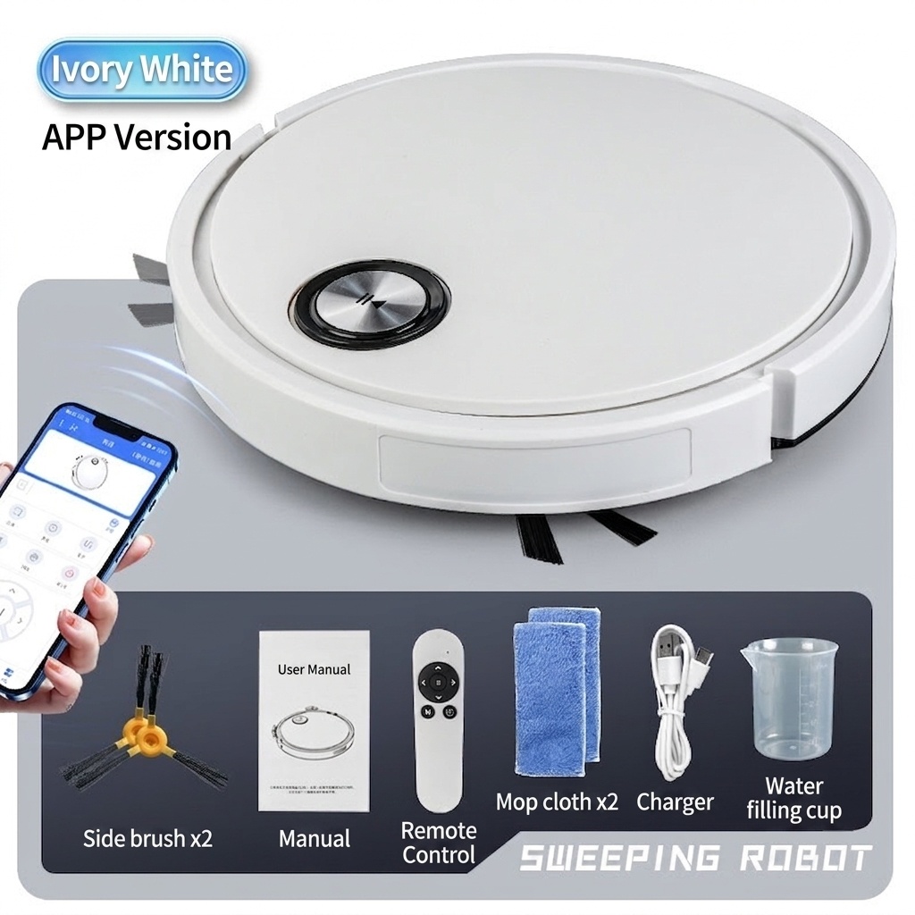 Smart Robot Vacuum Cleaner with Mop, 2800Pa Powerful Suction, App & Remote Control, Intelligent Obstacle Recognition, Slim Design, Ideal for Pet Hair