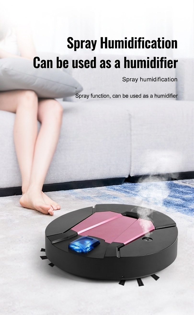 4-in-1 Smart Robot Vacuum Cleaner with Mop & Humidifier Function, Powerful Suction & Sweeping, Slim Design, Quiet Operation, 90-Min Battery Life