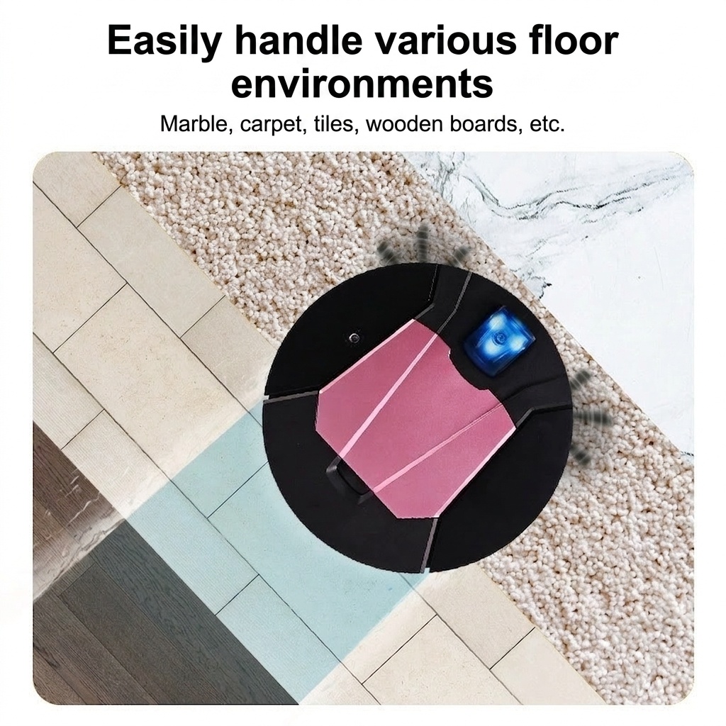 4-in-1 Smart Robot Vacuum Cleaner with Mop & Humidifier Function, Powerful Suction & Sweeping, Slim Design, Quiet Operation, 90-Min Battery Life