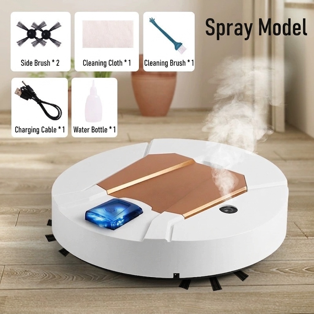 4-in-1 Smart Robot Vacuum Cleaner with Mop & Humidifier Function, Powerful Suction & Sweeping, Slim Design, Quiet Operation, 90-Min Battery Life