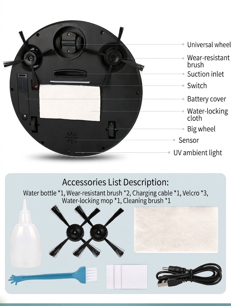 K250A Smart Robot Vacuum Cleaner, 5-in-1 Sweep, Mop, Vacuum, Humidify & UV Sterilize, Intelligent Obstacle Avoidance, 1200mAh Battery, 90-Min Runtime