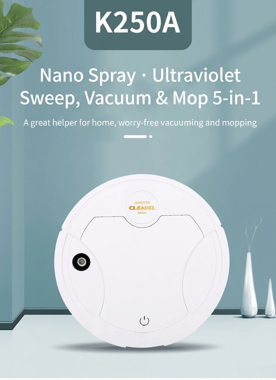 K250A Smart Robot Vacuum Cleaner, 5-in-1 Sweep, Mop, Vacuum, Humidify & UV Sterilize, Intelligent Obstacle Avoidance, 1200mAh Battery, 90-Min Runtime
