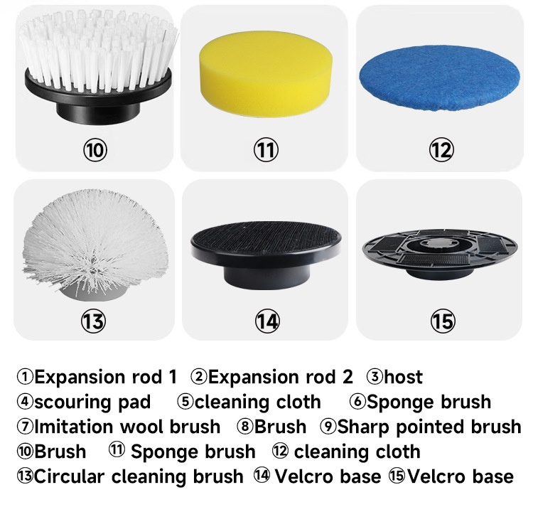 10-in-1 Multipurpose Electric Cleaning Brush, Power Scrubber with Extension, 25W Motor, 3-Speed Settings, IPX7 Waterproof, Type-C Charging, 90-Min Cordless Use