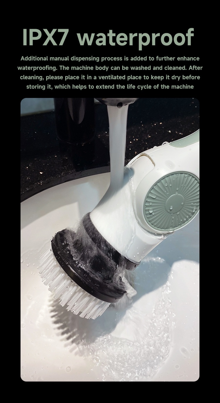 10-in-1 Multipurpose Electric Cleaning Brush, Power Scrubber with Extension, 25W Motor, 3-Speed Settings, IPX7 Waterproof, Type-C Charging, 90-Min Cordless Use