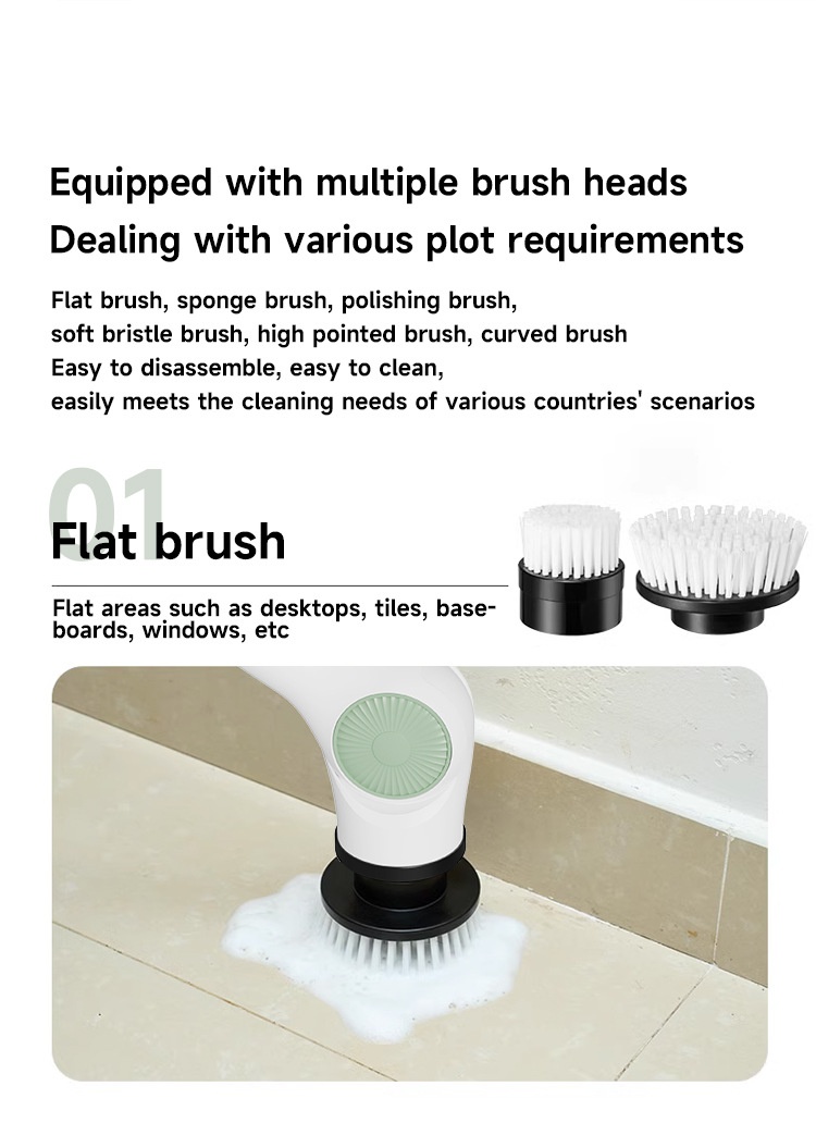 10-in-1 Multipurpose Electric Cleaning Brush, Power Scrubber with Extension, 25W Motor, 3-Speed Settings, IPX7 Waterproof, Type-C Charging, 90-Min Cordless Use