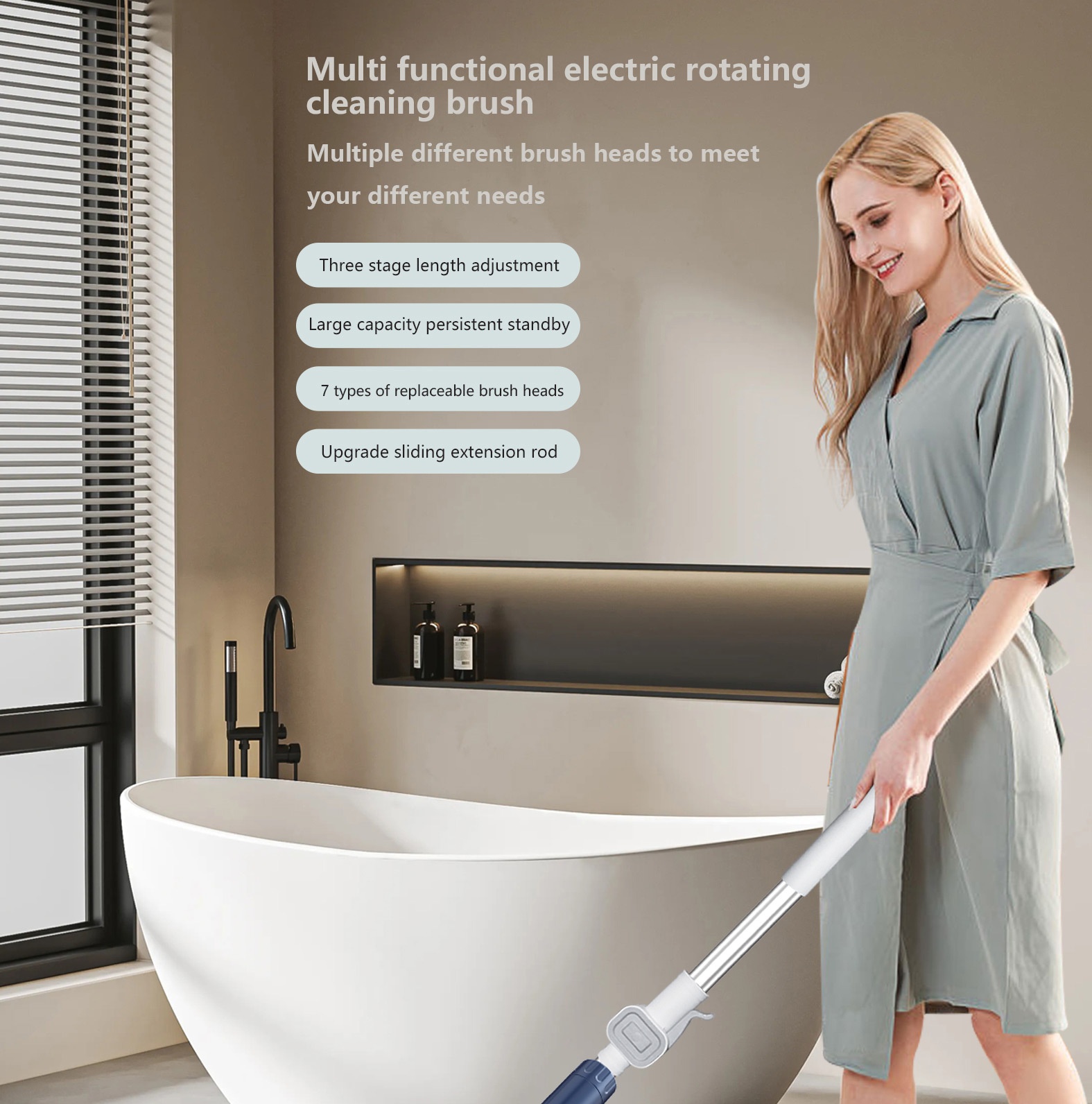 Multi-functional Electric Rotating Cleaning Brush, Power Scrubber for Home & Car, Deep Cleaning Powerful Motor, Interchangeable Brush Heads, Ergonomic Design